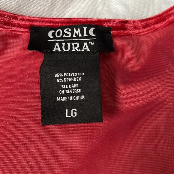 Red Crushed Velvet Bell-Sleeve Mini Dress - Picture 6 of 7